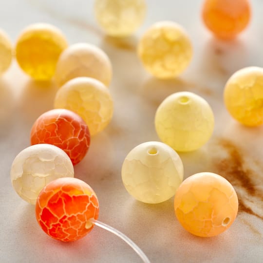 Orange Crackle Agate Round Beads, 10mm by Bead Landing™